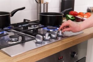 Installed stainles steel gas hob