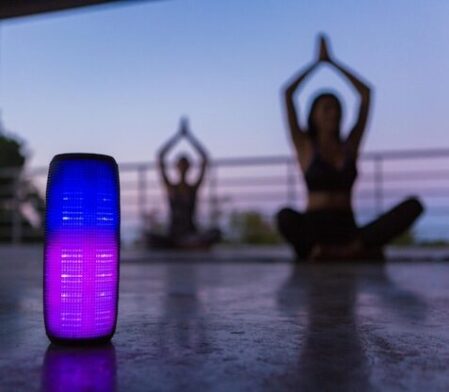 Colorful lights portable speaker for doing yoga listening to music