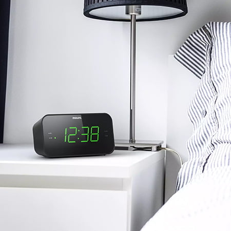 Digital alarm clock radio bedside