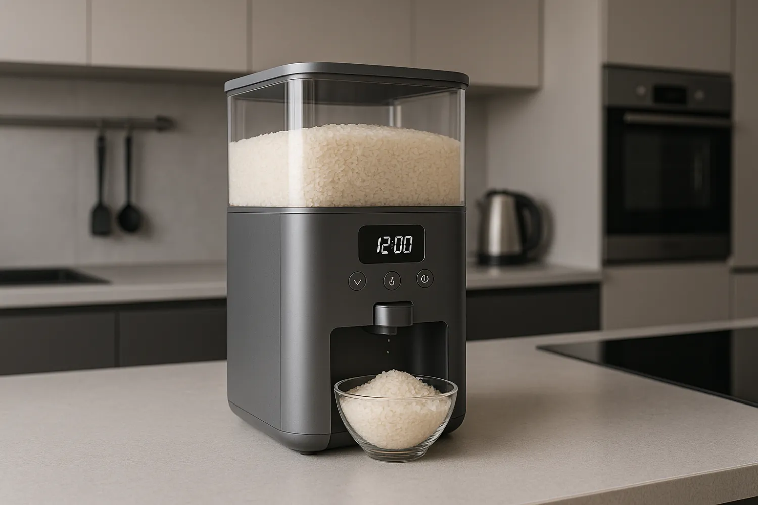 Electric rice cooker on modern kitchen countertop