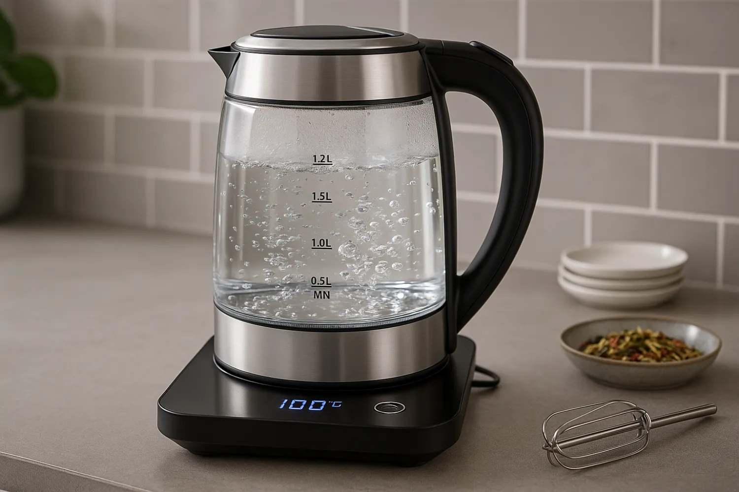 Smart Electric Kettle for Perfect Tea Brewing – Sleek Design in a Modern Kitchen