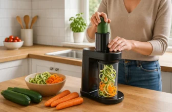 Electric Vegetable Spiralizer in Use for Fresh Courgette Noodles